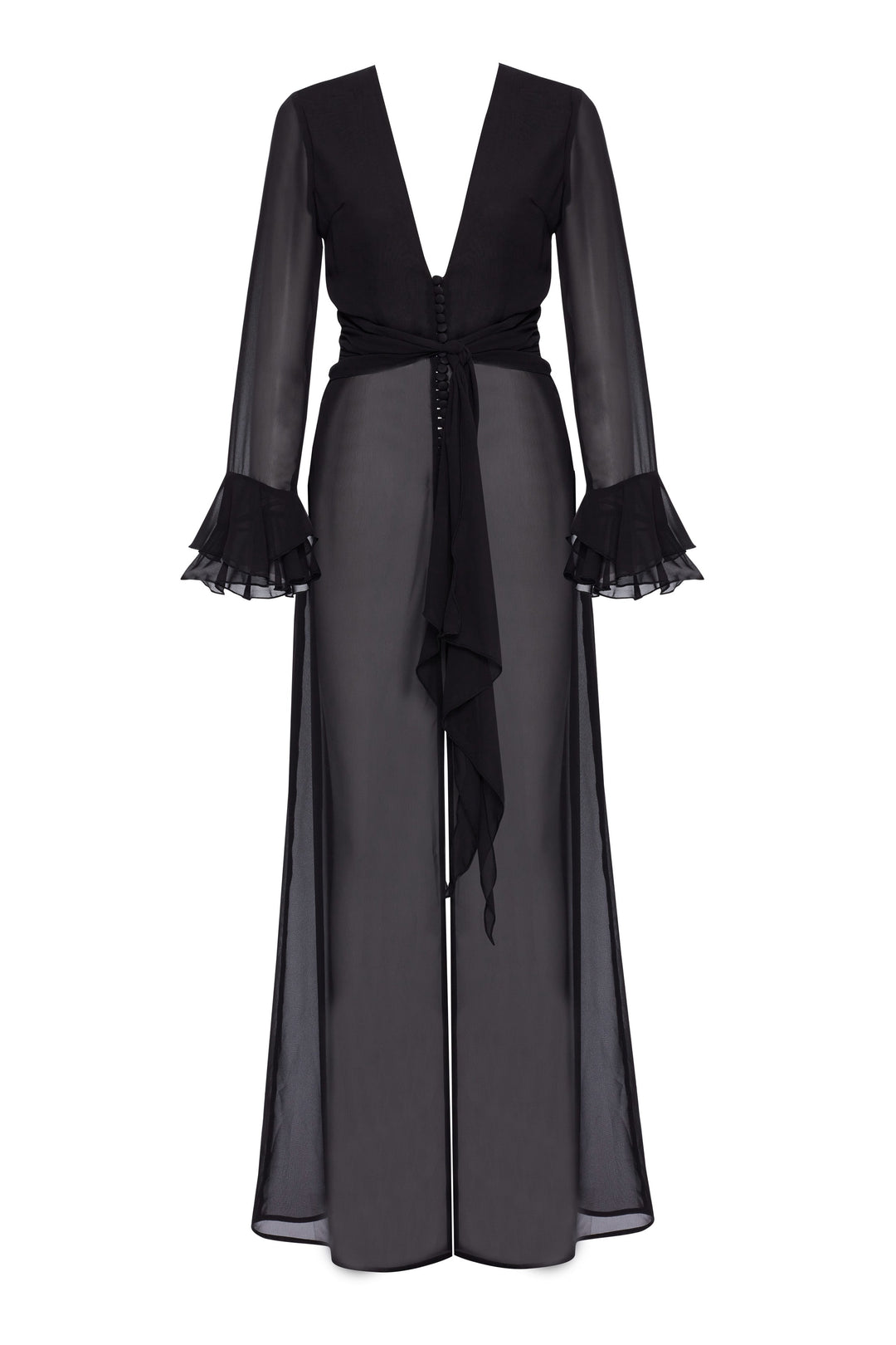 Muriel Chiffon Ruffle Dress Black
