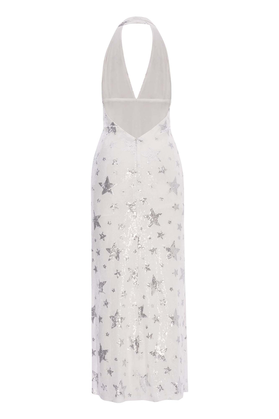 white dress stars Andromeda Star-Motif Sequin Halter Gown — | Luxury Evening for Women Gold stars How to turn a exclusive:boolean:true Color:Same as pic