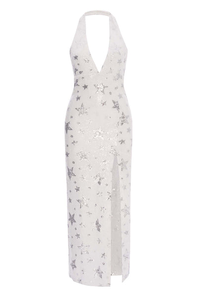 Andromeda Star-Motif Sequin Halter Gown White | Luxury Evening Dress for Women | Sandshaped XL Andromeda Star-Motif Sequin Halter Gown White | Luxury Evening Dress for Women | Sandshaped XL