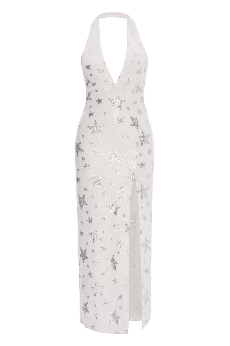 Andromeda Star-Motif Sequin Halter Gown — White | Luxury Evening Dress for Women Andromeda Star-Motif Sequin Halter Gown — White | Luxury Evening Dress for Women