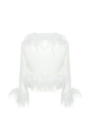 Ritzy Ostrich Detail Blouse Cream