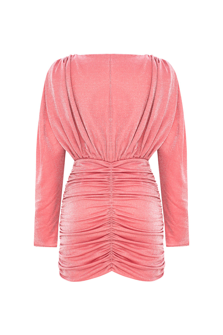 Aries Glitter Draped Mini Dress Pink