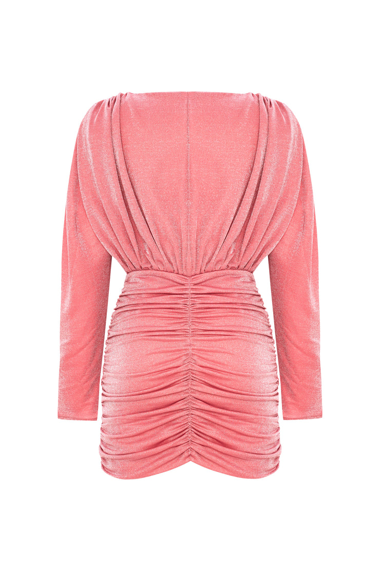 Aries Glitter Draped Mini Dress Pink