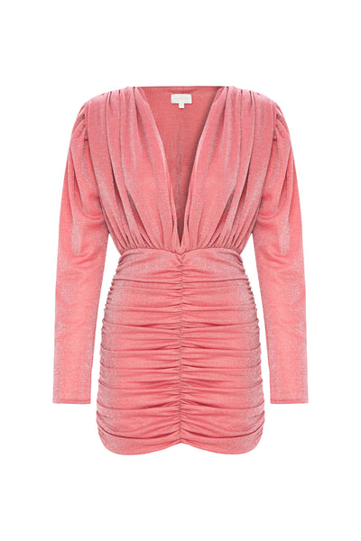 Aries Glitter Draped Mini Dress Pink