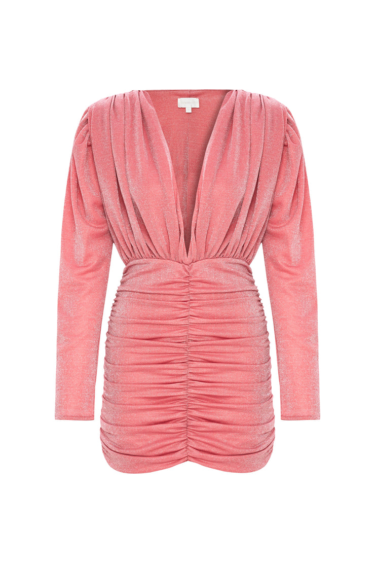 Aries Glitter Draped Mini Dress Pink