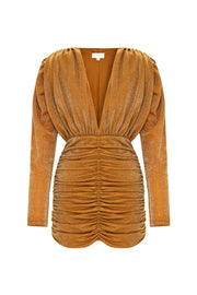 Aries Glitter Draped Mini Dress Gold