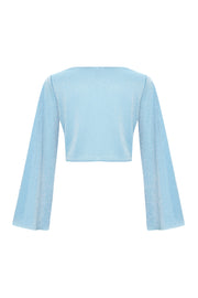 Draco Glitter Knotted Blouse Blue