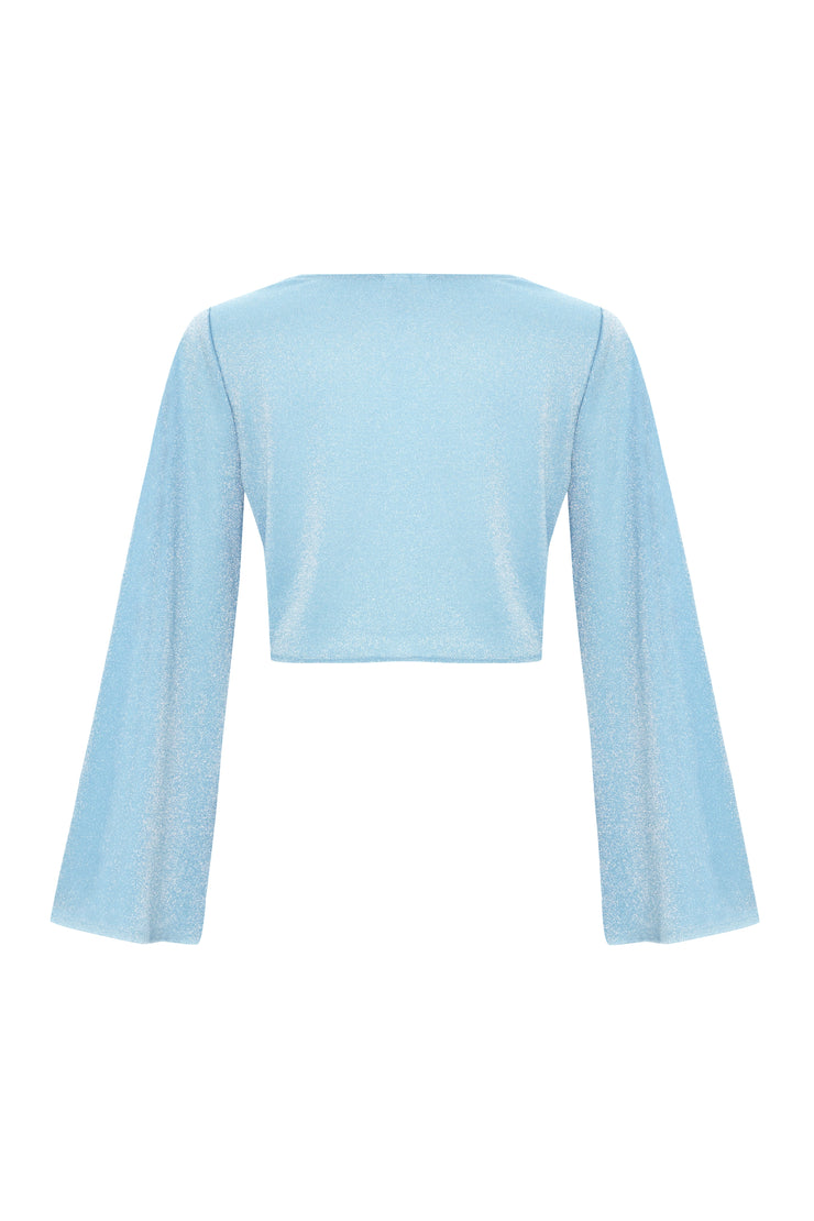 Draco Glitter Knotted Blouse Blue