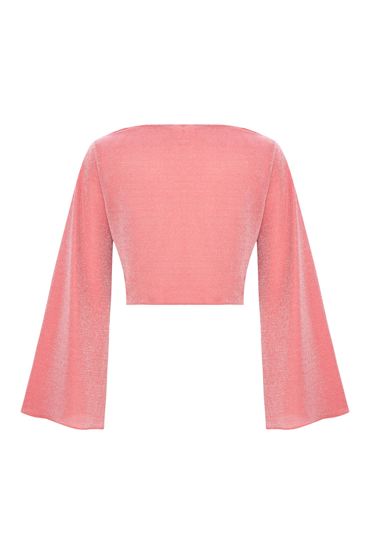 Draco Glitter Knotted Blouse Pink