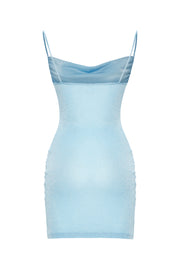 Alya Draped Glitter Mini Dress Blue