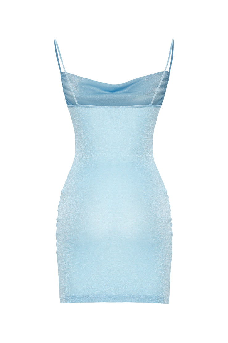 Alya Draped Glitter Mini Dress Blue