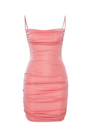 Alya Glitter Draped Mini Dress Pink