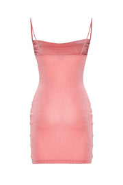 Alya Draped Glitter Mini Dress Pink