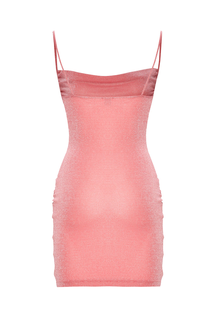 Alya Draped Glitter Mini Dress Pink