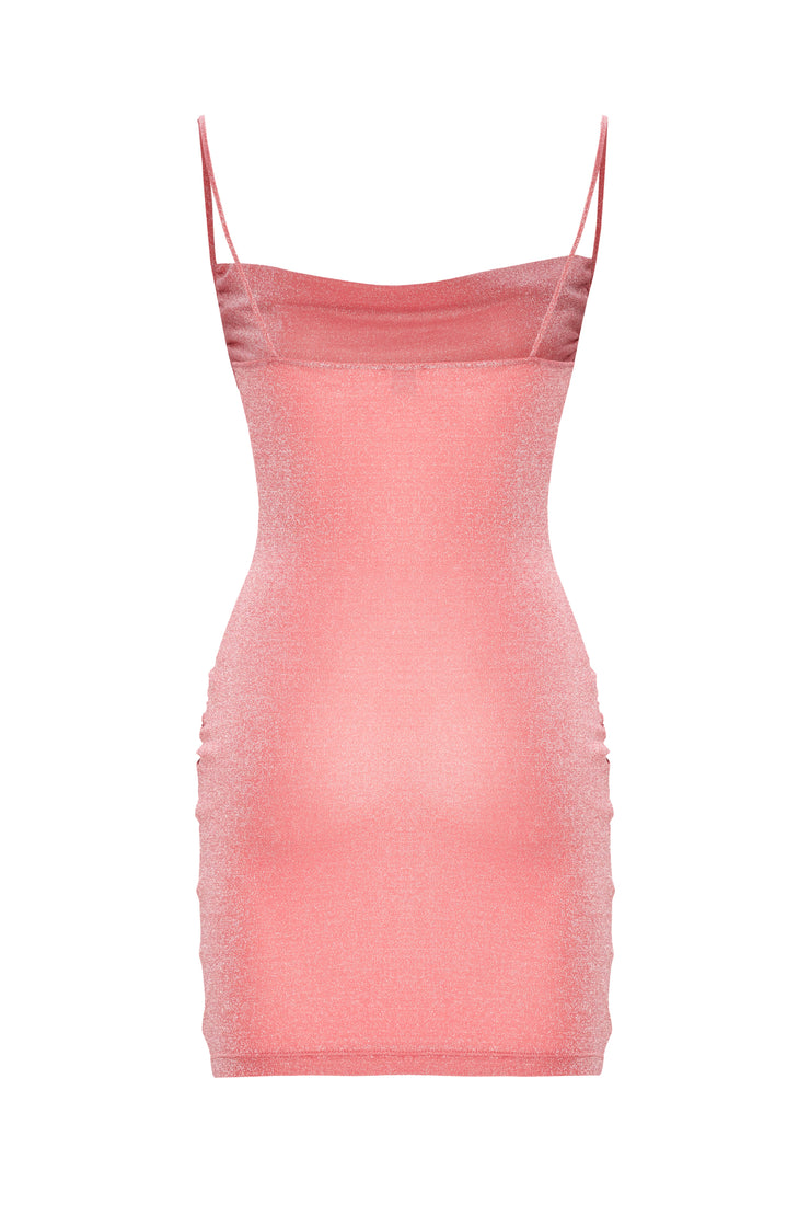 Alya Glitter Draped Mini Dress Pink