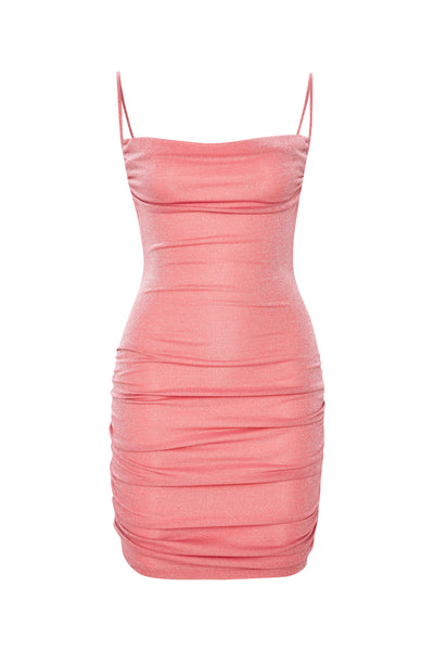 Alya Glitter Draped Mini Dress Pink