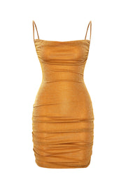 Alya Glitter Draped Mini Dress Gold