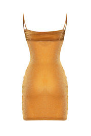 Alya Draped Glitter Mini Dress Gold
