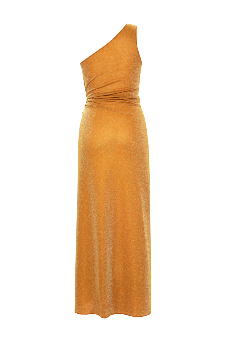 Petra Glitter One Shoulder Dress Gold