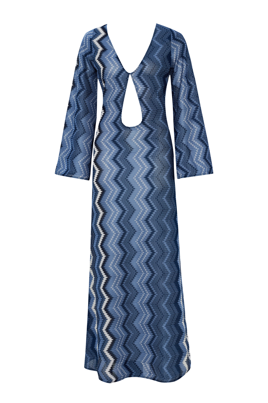 Lucia Zigzag Knit Maxi Dress Blue Jasper | Luxury Beach Cover-Up for Women | Sandshaped Lucia Zigzag Knit Maxi Dress Blue Jasper | Luxury Beach Cover-Up for Women | Sandshaped