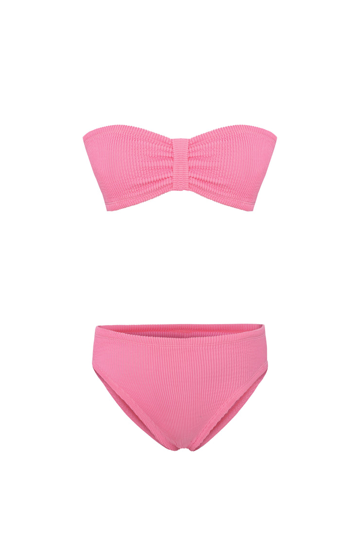 Coquette Crinkle Bikini Set Neon Pink