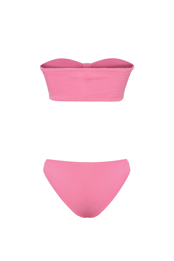 Coquette Crinkle Bikini Set Pink Cosmos