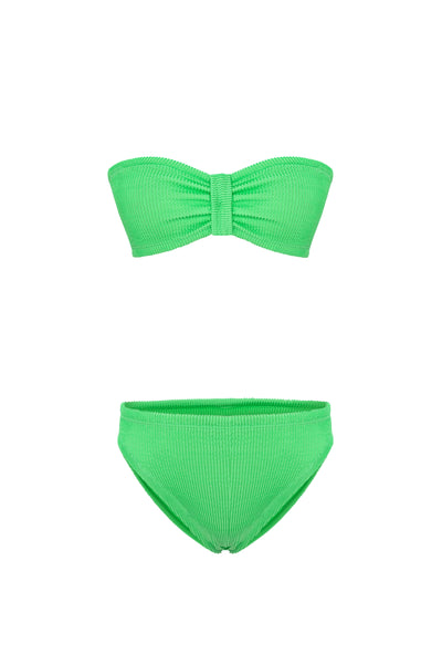 Coquette Crinkle Bikini Set Neon Green