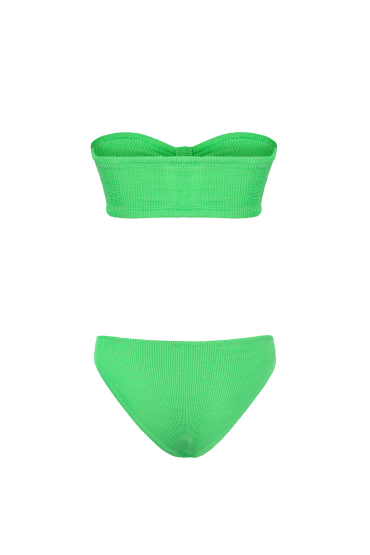 Coquette Crinkle Bikini Set Neon Green