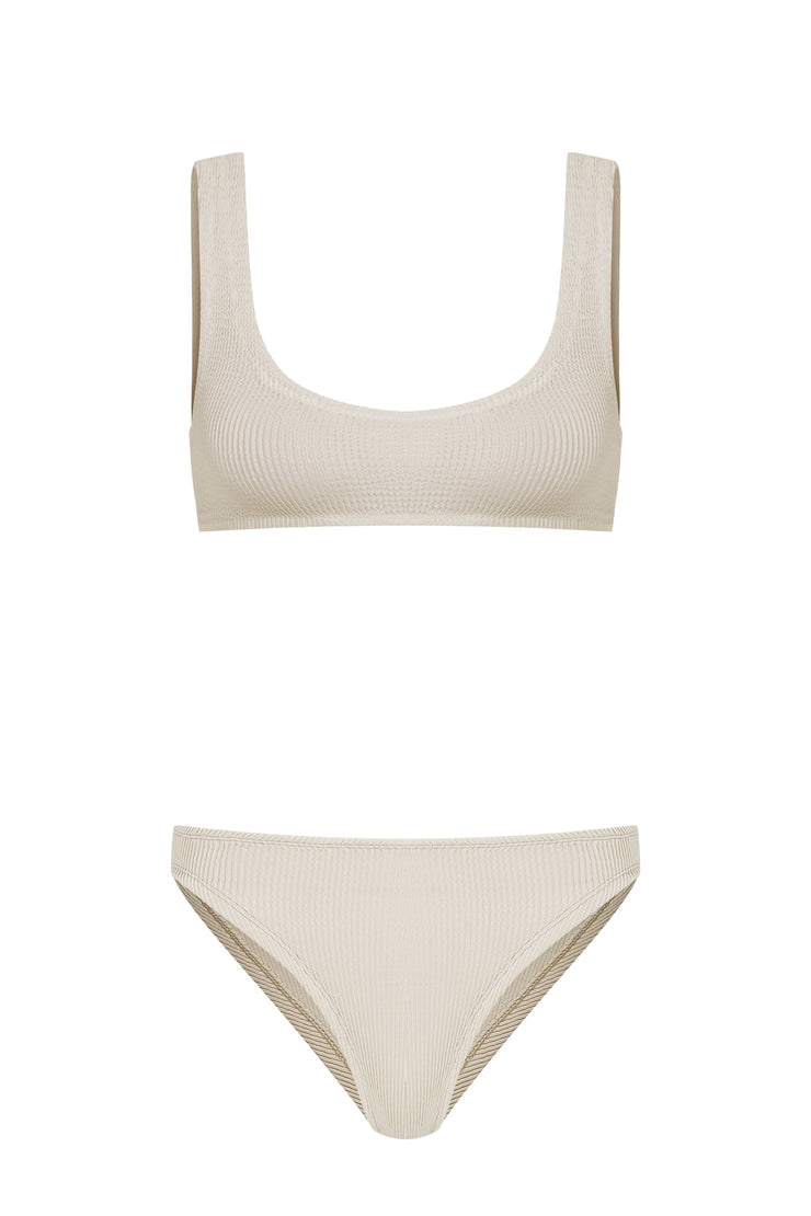 Sofi Crinkle Bikini Set Cream - Sandshaped