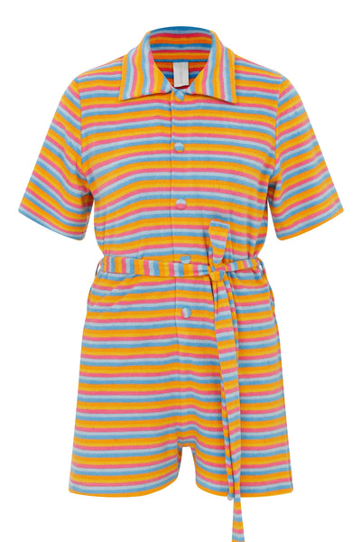 Agatha Striped Terry Romper - Sandshaped