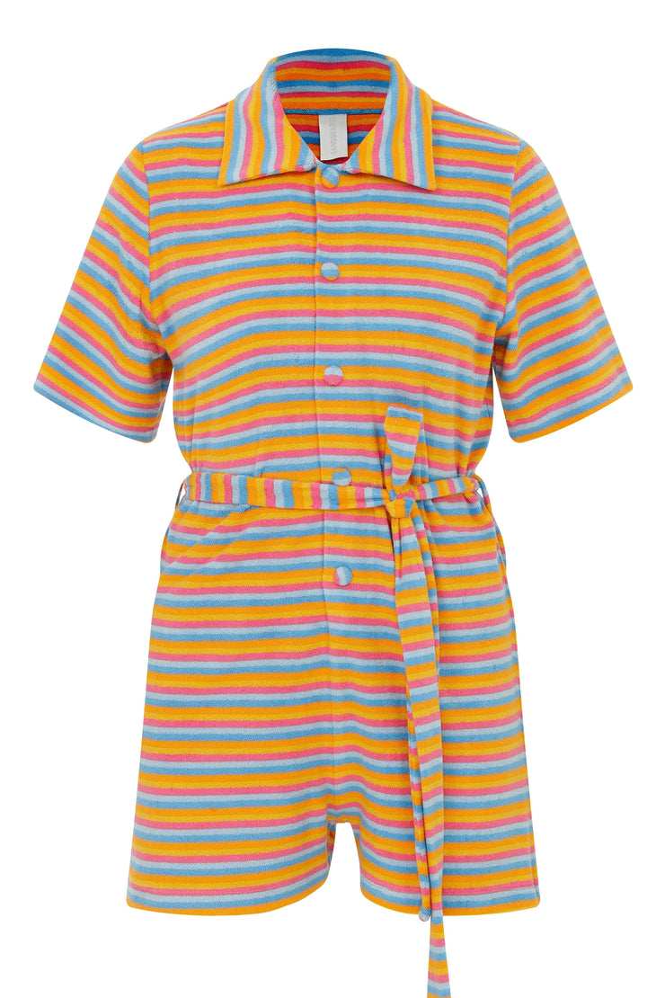 Agatha Striped Terry Romper - Sandshaped