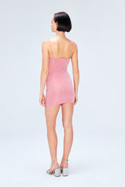 Alya Glitter Draped Mini Dress Pink