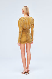 Aries Glitter Draped Mini Dress Gold