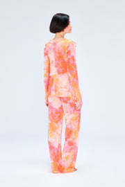 Aqua Sheer Print Beach Trousers Orange