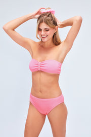 Coquette Crinkle Bikini Set Pink Cosmos