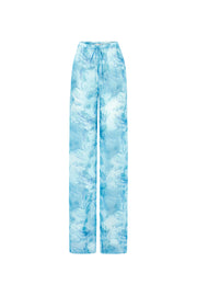 Aqua Sheer Print Beach Trousers Blue
