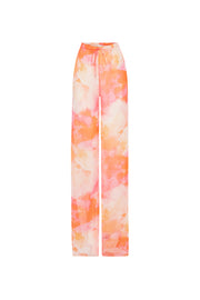 Aqua Sheer Print Beach Trousers Orange