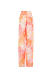 Aqua Sheer Print Beach Trousers Orange