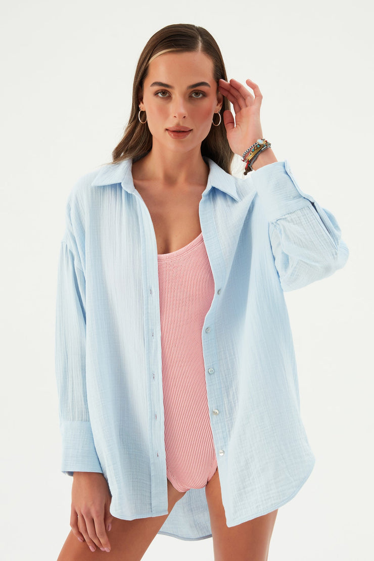 Prinkipo Cotton Gauze Shirt White - Sandshaped