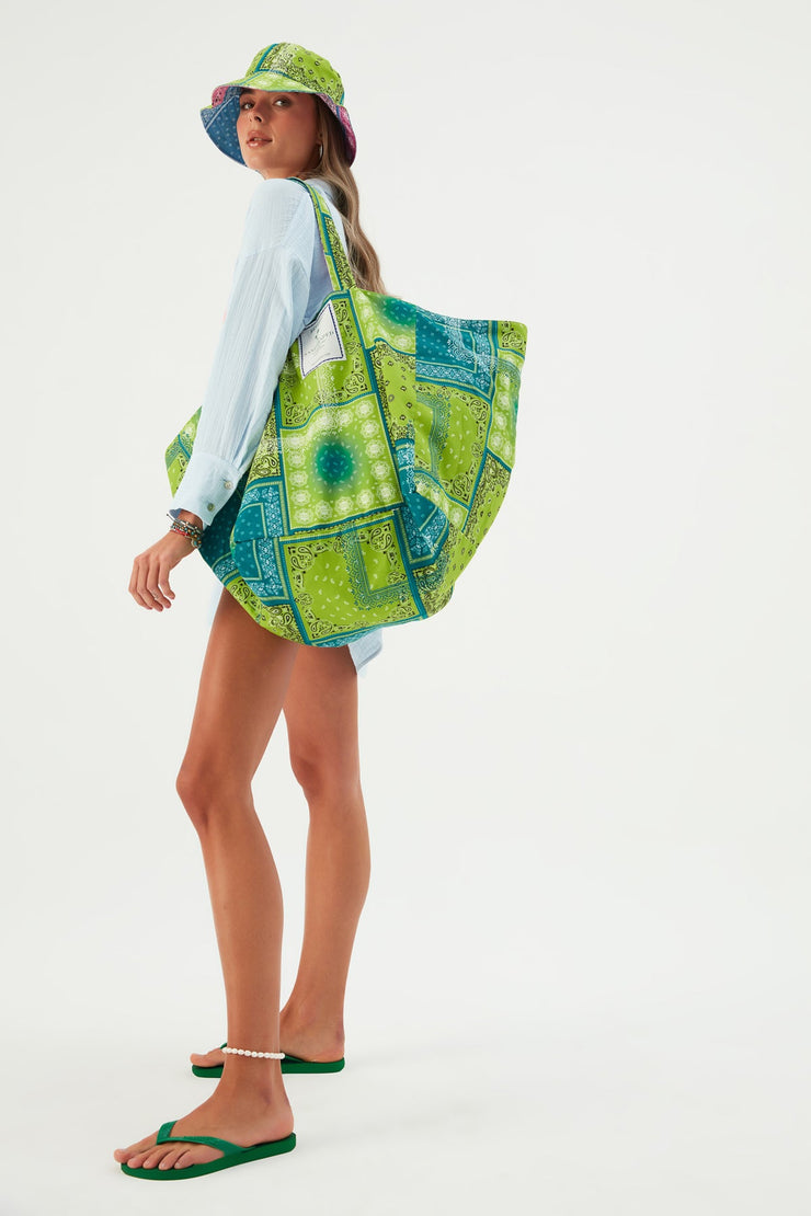 Gargantuan Reversible Beach Bag Green Pink - Sandshaped