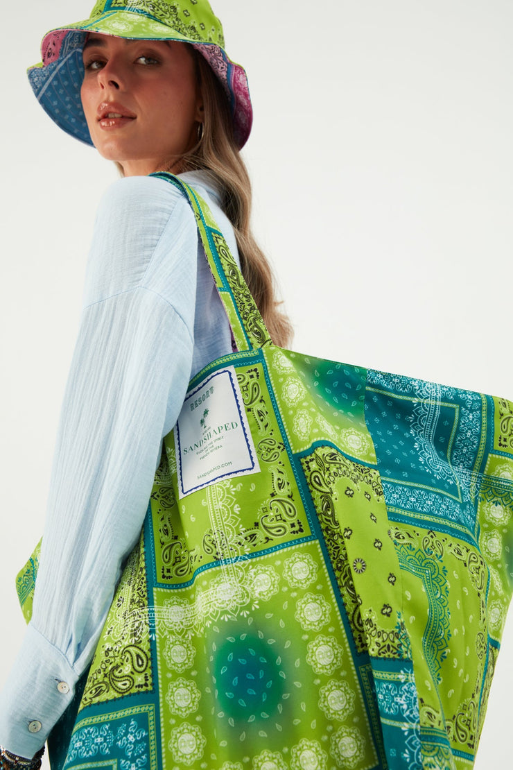 Gargantuan Reversible Beach Bag Green Pink - Sandshaped