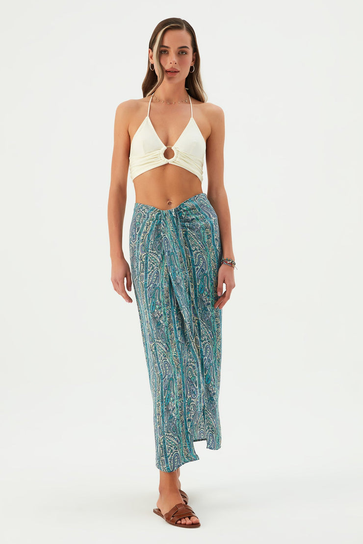 Maya Vegan Silk Knot Skirt Green - Sandshaped