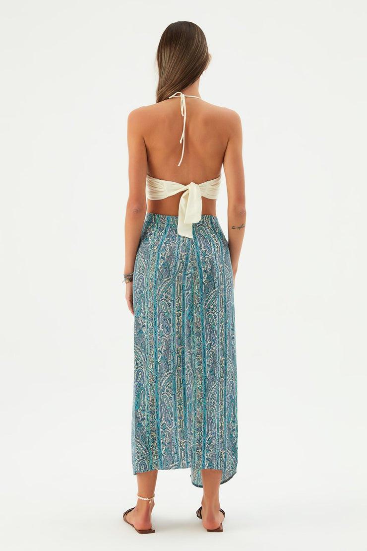 Maya Vegan Silk Knot Skirt Green - Sandshaped