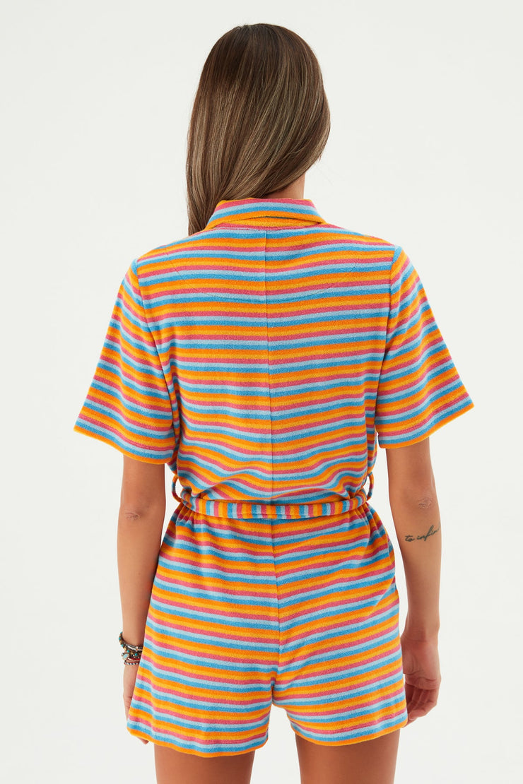 Agatha Striped Terry Romper - Sandshaped