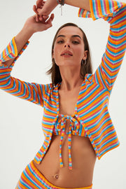 Carla Striped Terry Cardigan - Sandshaped