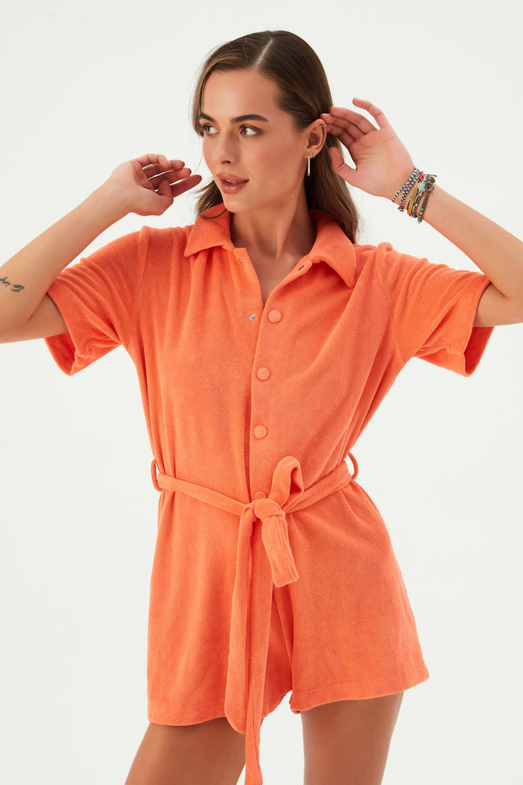 Agatha Terry Romper Mango - Sandshaped