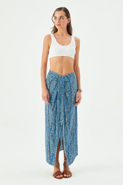 Maya Vegan Silk Knot Skirt Blue - Sandshaped