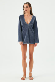 June Glitter Mini Beach Dress Navy - Sandshaped