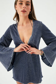 June Glitter Mini Beach Dress Navy - Sandshaped