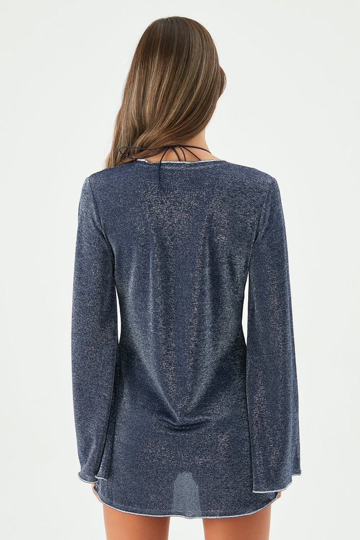 June Glitter Mini Beach Dress Navy - Sandshaped
